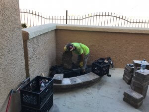 Patio Pavers Installed with Custom Water Feature